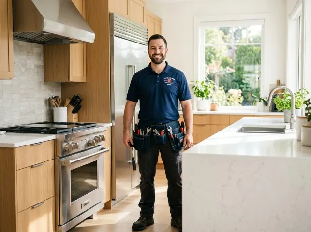 Appliance Repair Hero technician in a Autryville, NC kitchen after an appliance repair